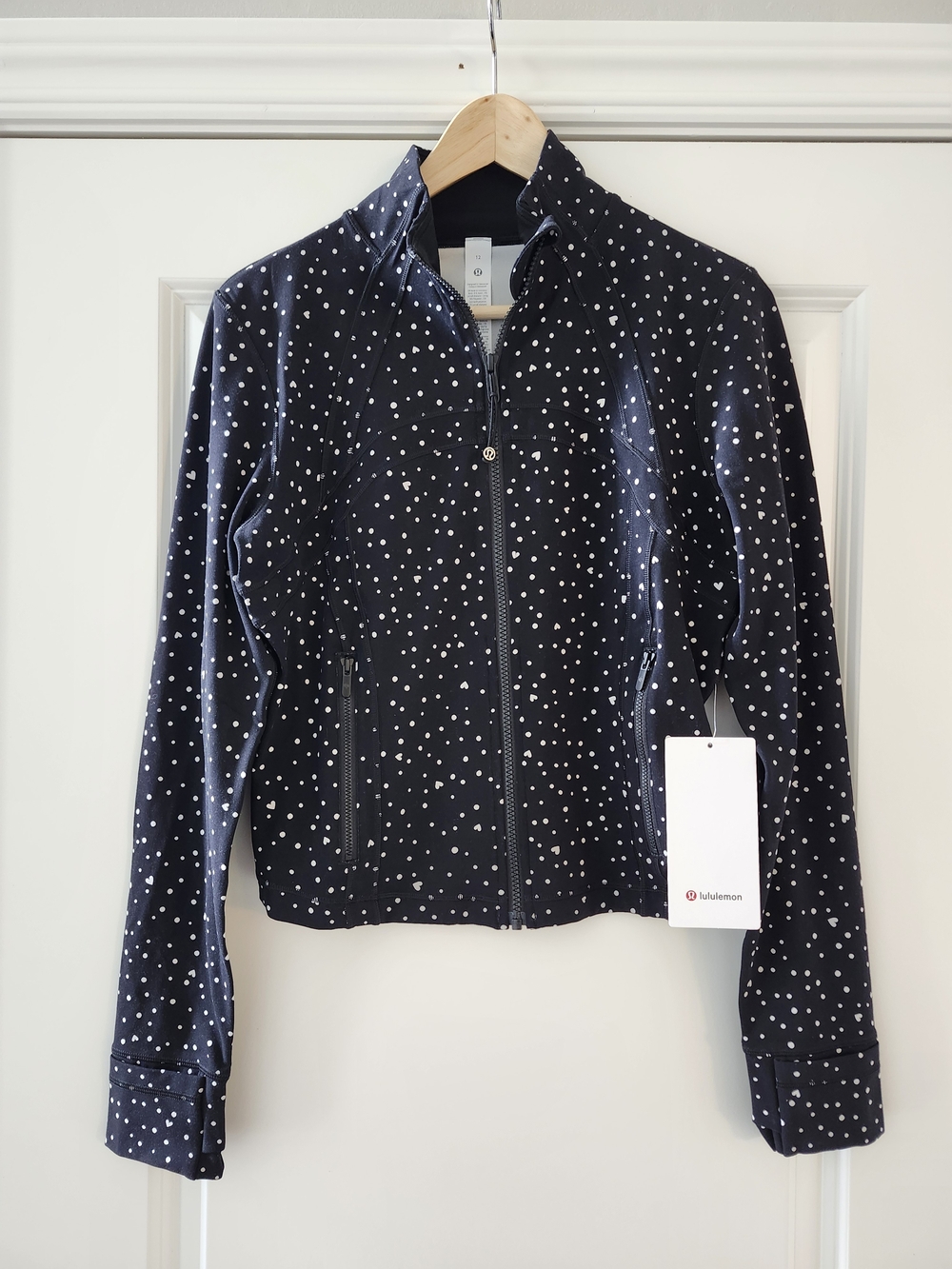 NWT lululemon Define Cropped Jacket Nulu Heart Scatter Dot Size 12